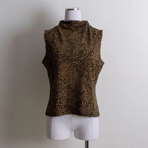 Vintage 90’s Leopard Print Mock Neck Tank